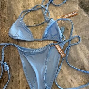 SKIMS Light Blue Bikini with Rhinestones